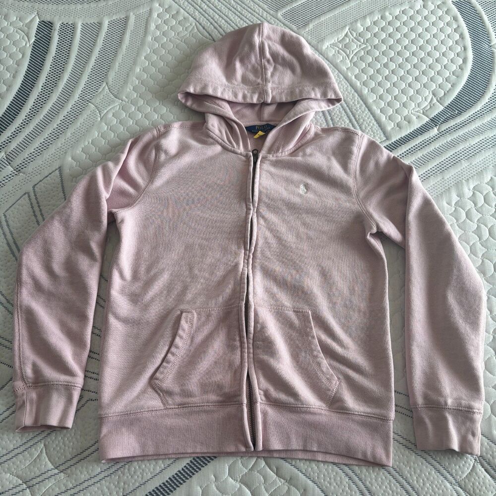 Polo Ralph Lauren: Kids / Girls Pink Full-Zip Hoodie Sweatshirt - Size XL / 16